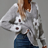 Women's Daisy Floral V-Neck Jumper