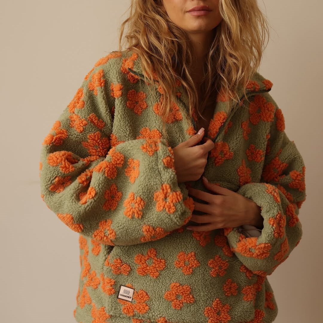 Women's Floral Teddy Fleece Jacket