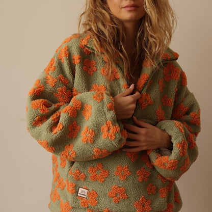 Women's Floral Teddy Fleece Jacket
