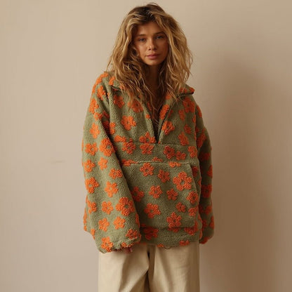 Women's Floral Teddy Fleece Jacket