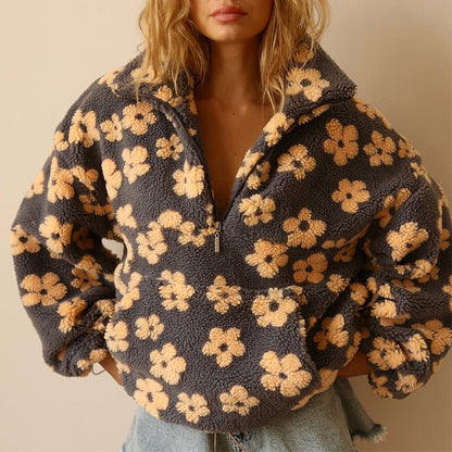 Women's Teddy Fleece Floral Jacket