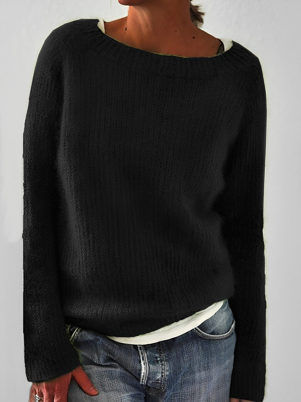 Women's Fluffy Wide Neck Jumper