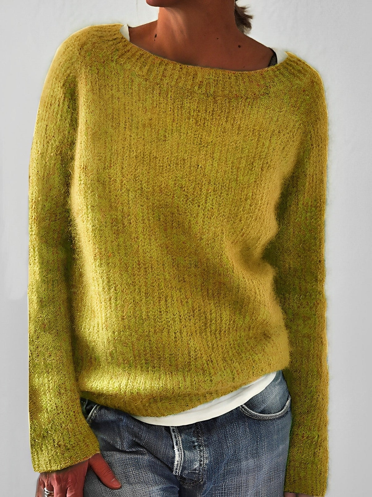 Women's Fluffy Wide Neck Jumper