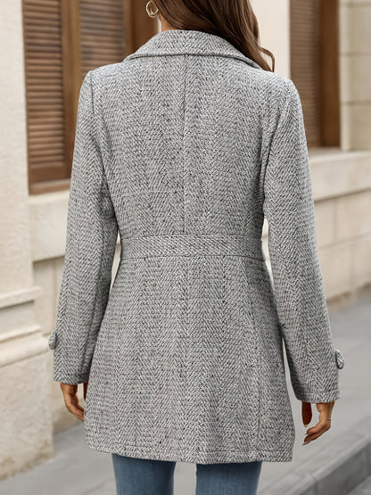 Women's Herringbone Cinched Wool Coat