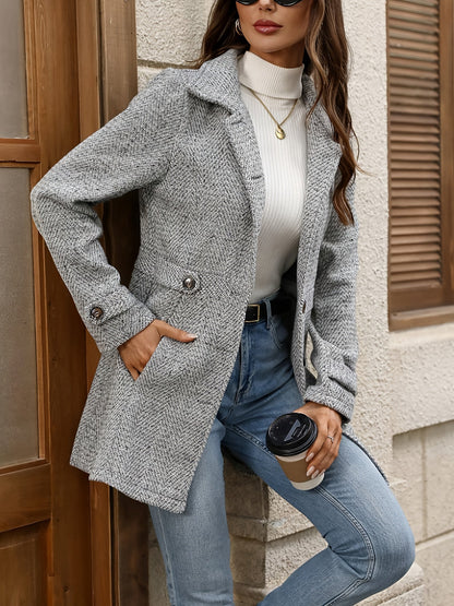 Women's Herringbone Cinched Wool Coat