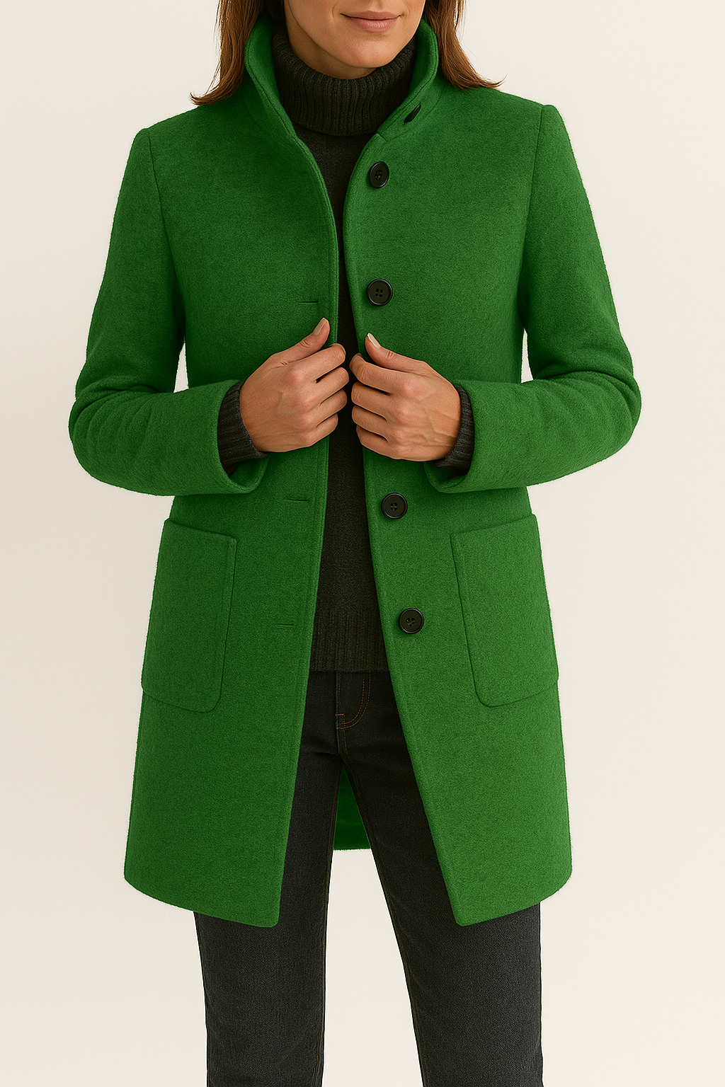 Women's High Neck Wool Coat