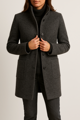 Women's High Neck Wool Coat
