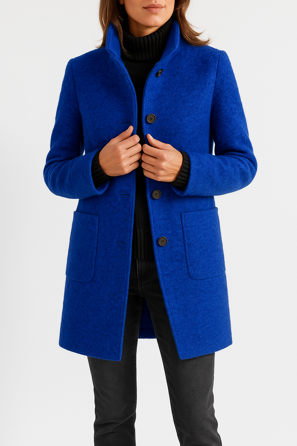 Women's High Neck Wool Coat