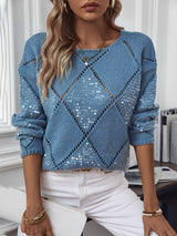 Women's Sequin Diamond Knit Jumper