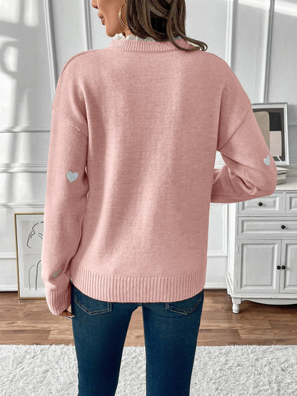 Women's Heart Print Lace Jumper