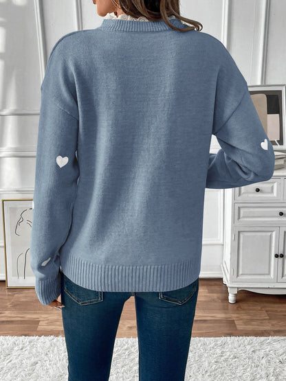 Women's Heart Print Lace Jumper