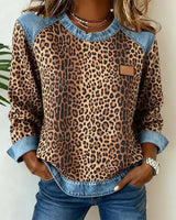 Women's Leopard Contrast Panel Sweatshirt