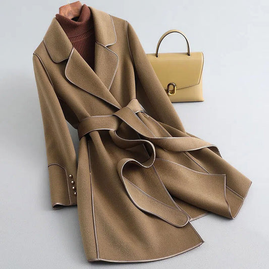 Women's Long Belted Wool Coat