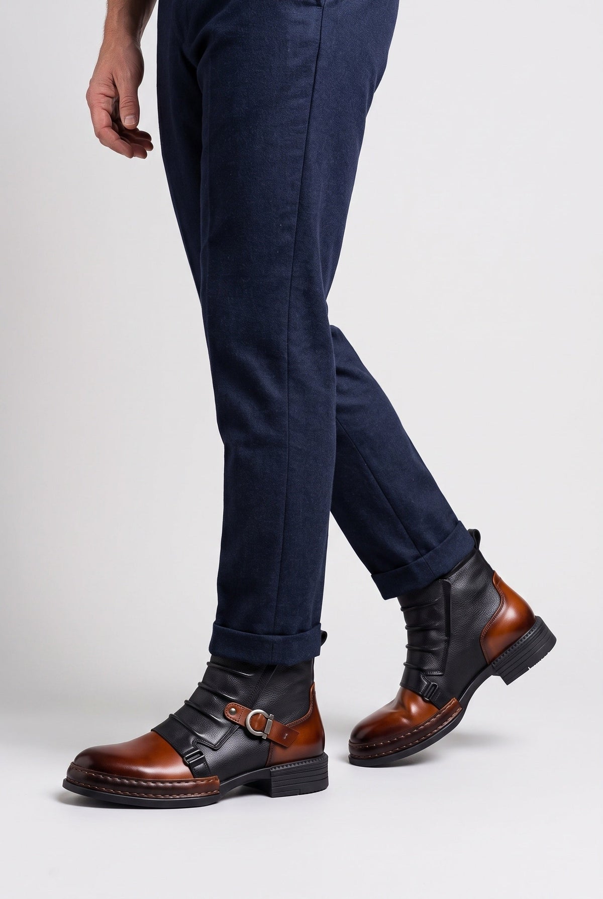 Men's Leather-Look Ankle Boots