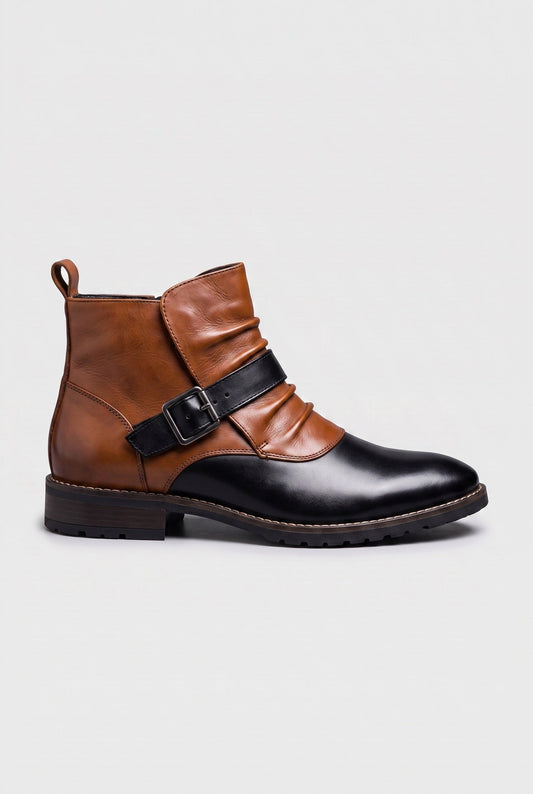 Men's Leather-Look Ankle Boots