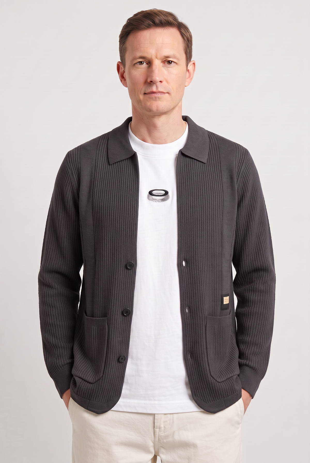 Men's Button Pocket Overshirt Cardigan