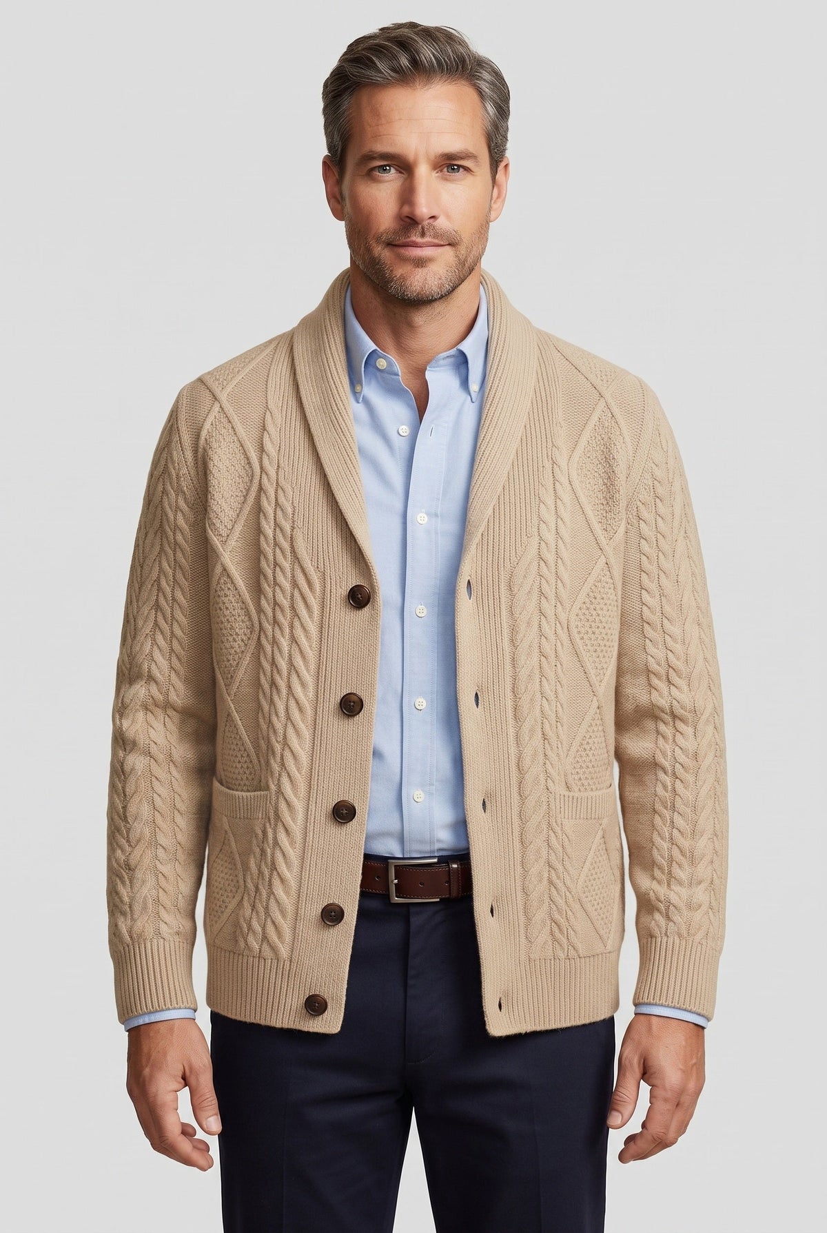 Men's Cable Knit Button Cardigan
