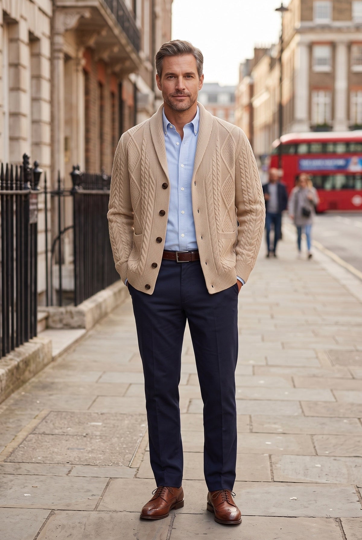 Men's Cable Knit Button Cardigan