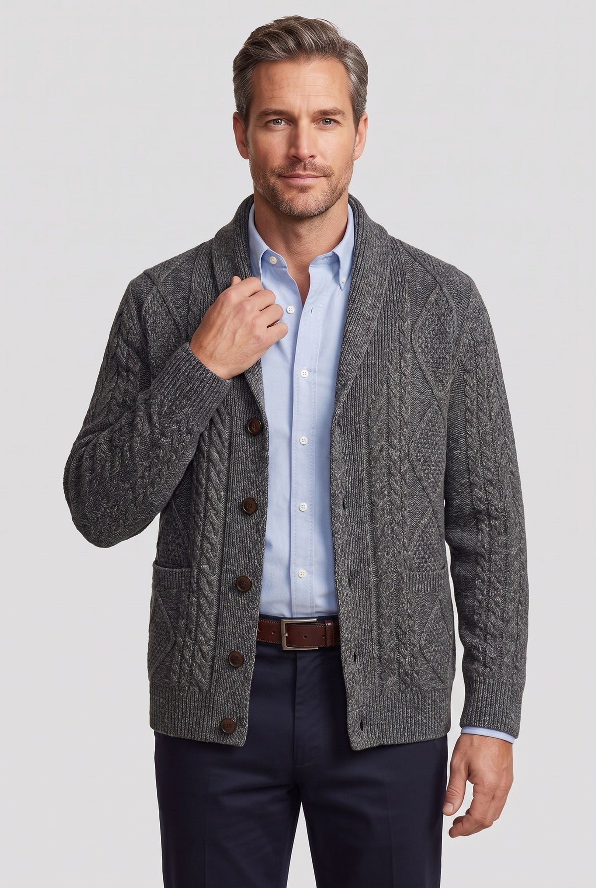 Men's Cable Knit Button Cardigan
