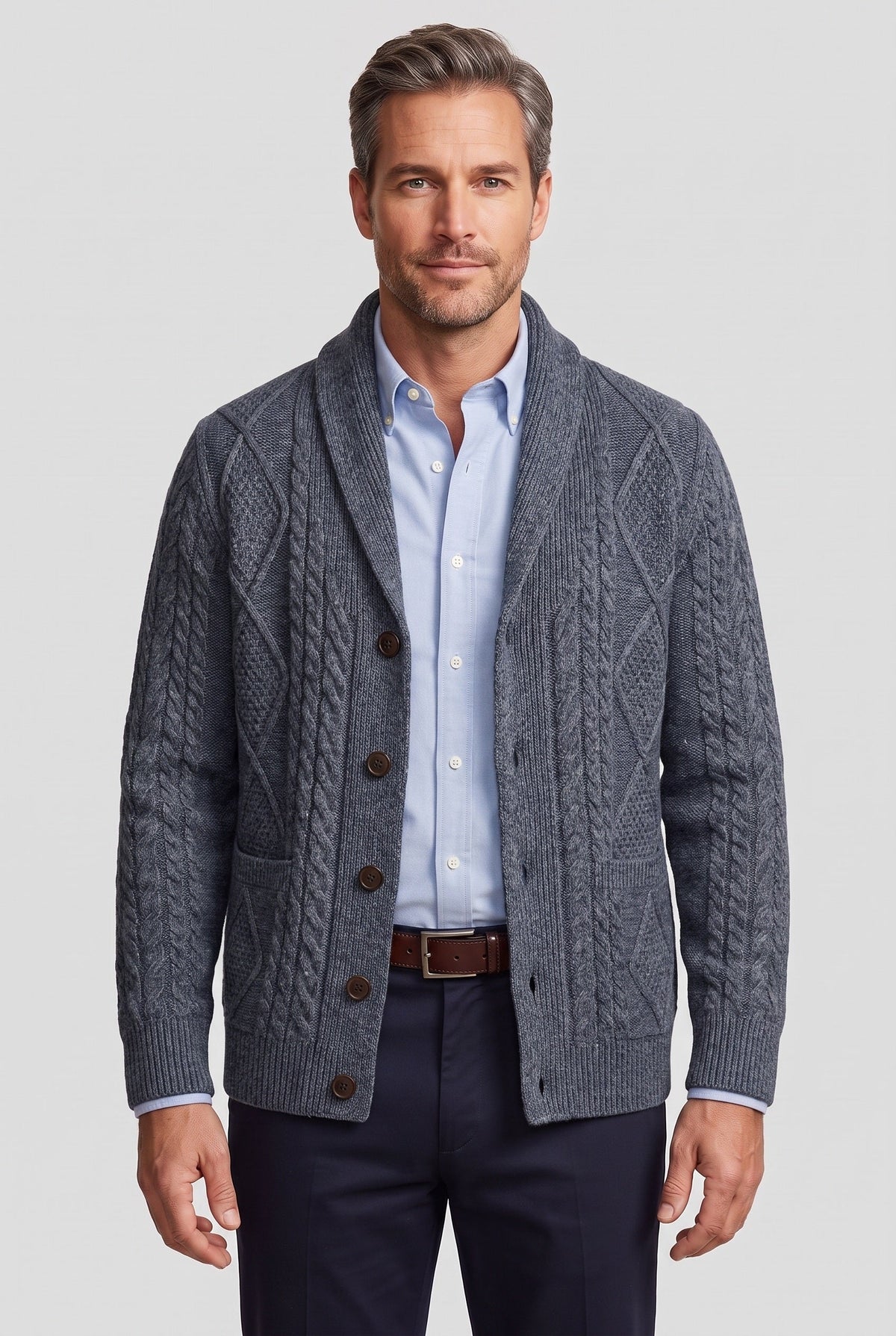 Men's Cable Knit Button Cardigan