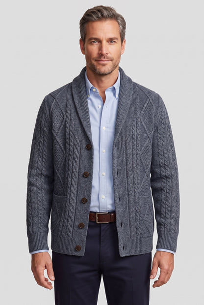 Men's Cable Knit Button Cardigan