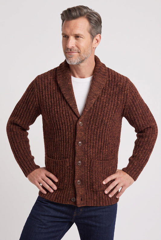 Men's Chunky Knit Shawl Cardigan