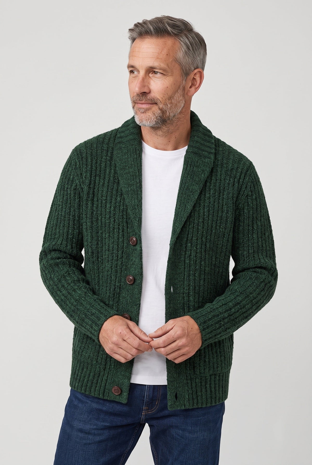 Men's Chunky Knit Shawl Cardigan