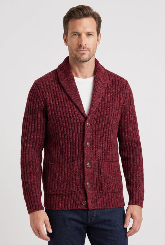 Men's Chunky Knit Shawl Cardigan