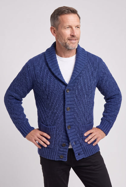 Men's Cable Knit Shawl Cardigan