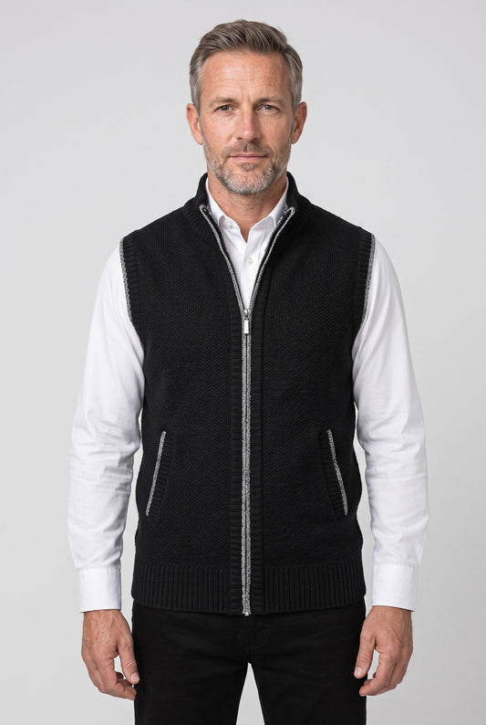 Men's Sleeveless Zip Knit Cardigan