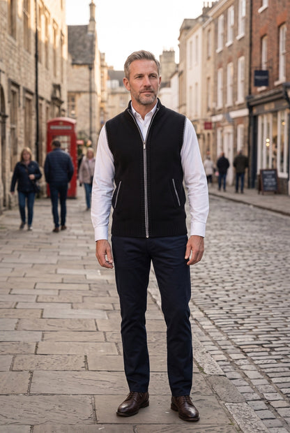Men's Sleeveless Zip Knit Cardigan