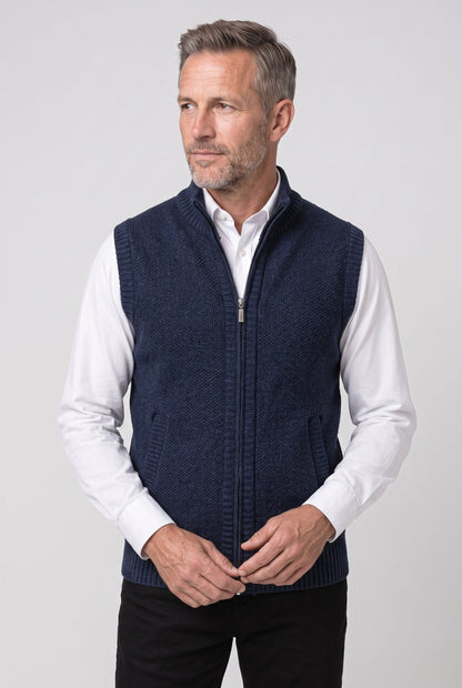 Men's Sleeveless Zip Knit Cardigan
