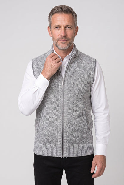 Men's Sleeveless Zip Knit Cardigan