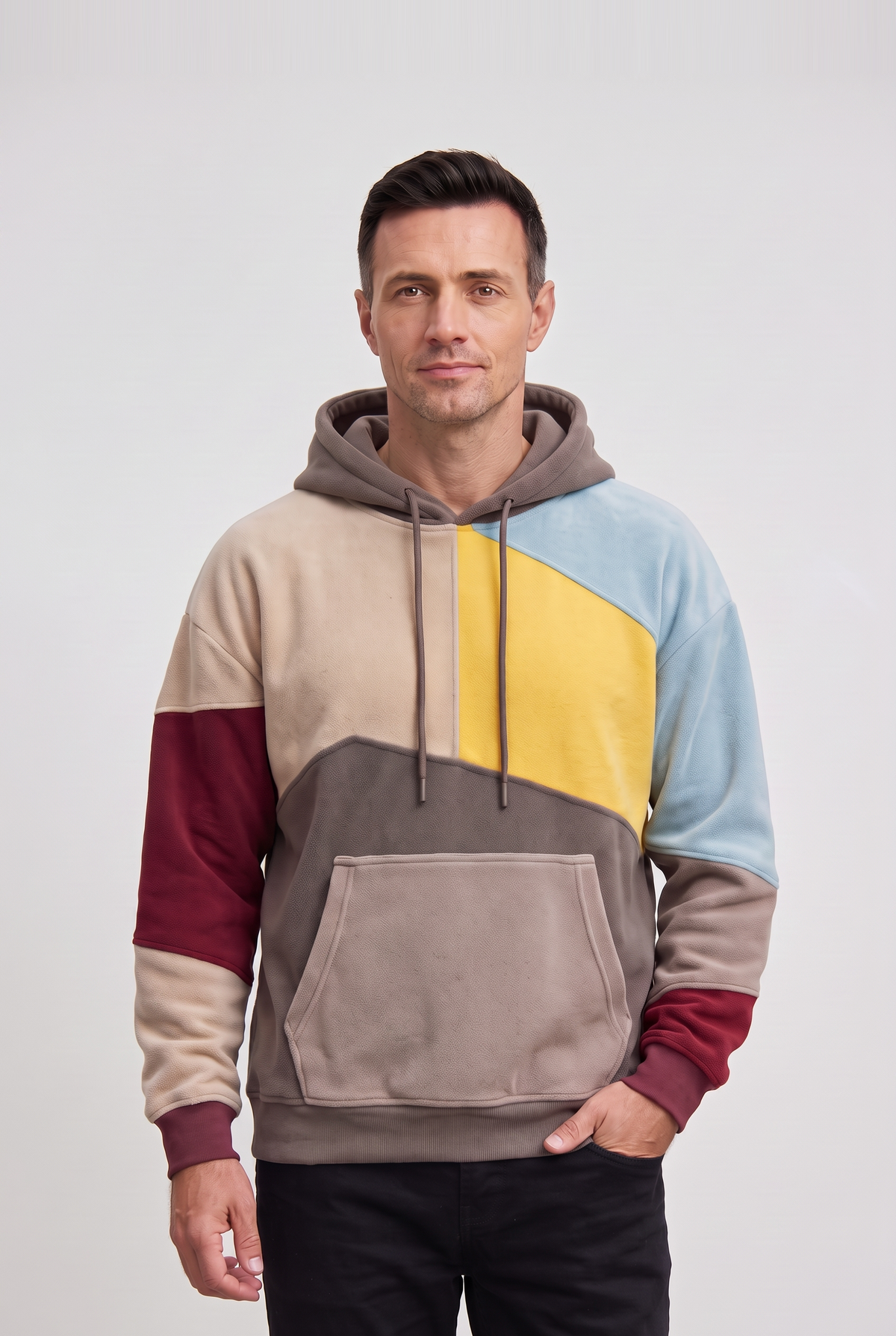 Men's Asymmetric Colour Block Hoodie