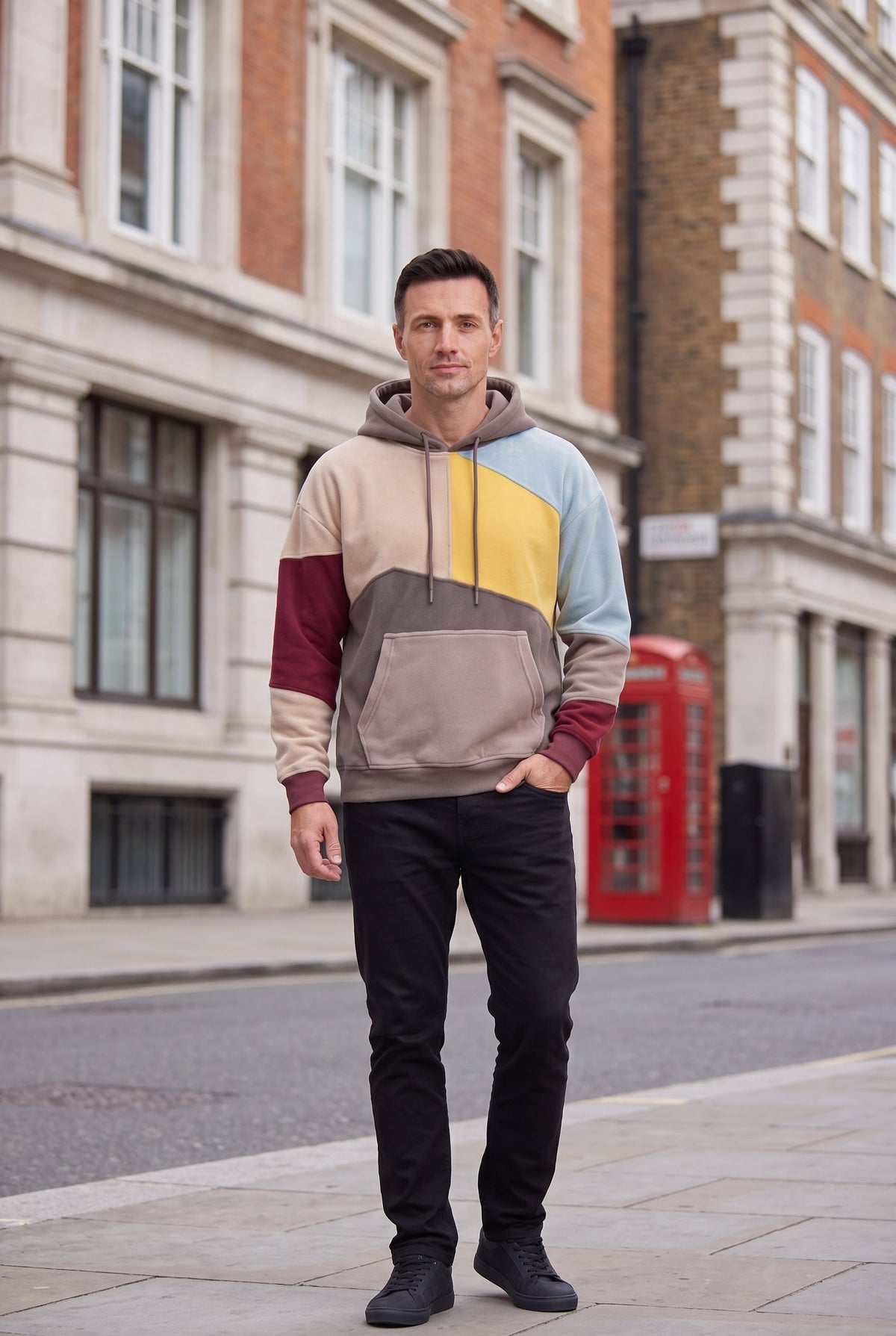 Men's Asymmetric Colour Block Hoodie