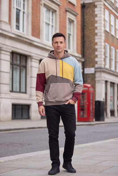 Men's Asymmetric Colour Block Hoodie