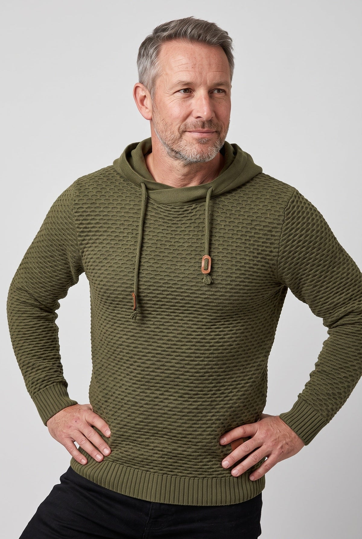 Men's Honeycomb Knit Drawstring Hoodie