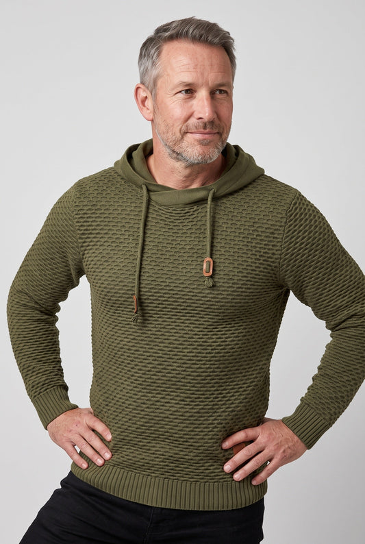 Men's Honeycomb Knit Drawstring Hoodie