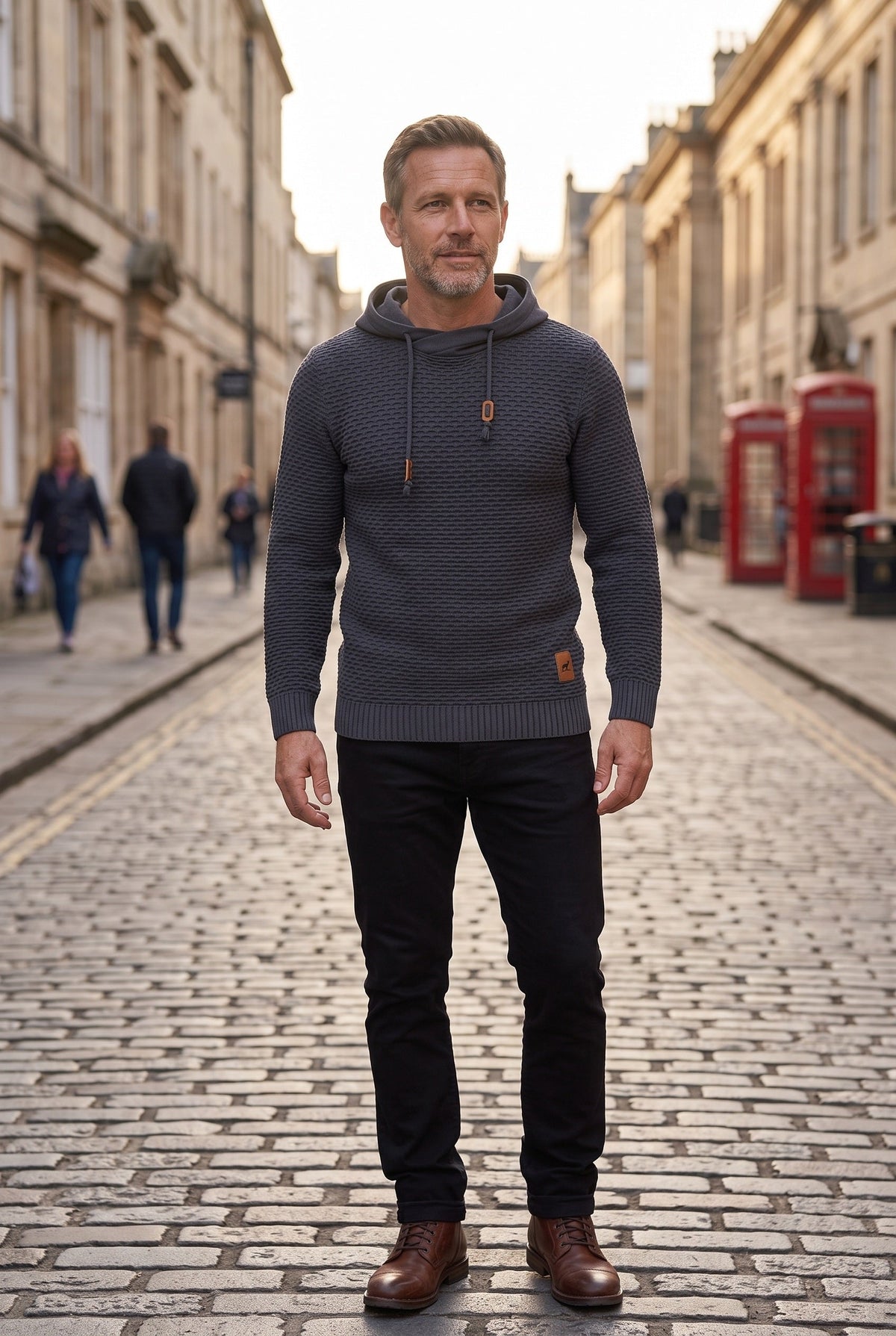 Men's Honeycomb Knit Drawstring Hoodie