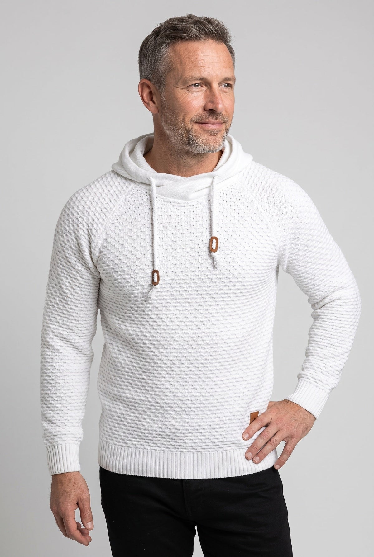 Men's Honeycomb Knit Drawstring Hoodie