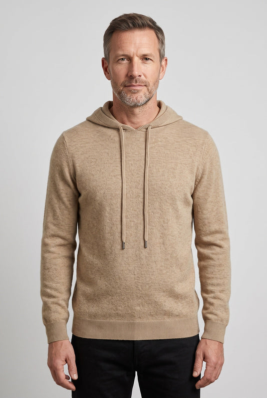 Men's Knitted Drawstring Pullover Hoodie