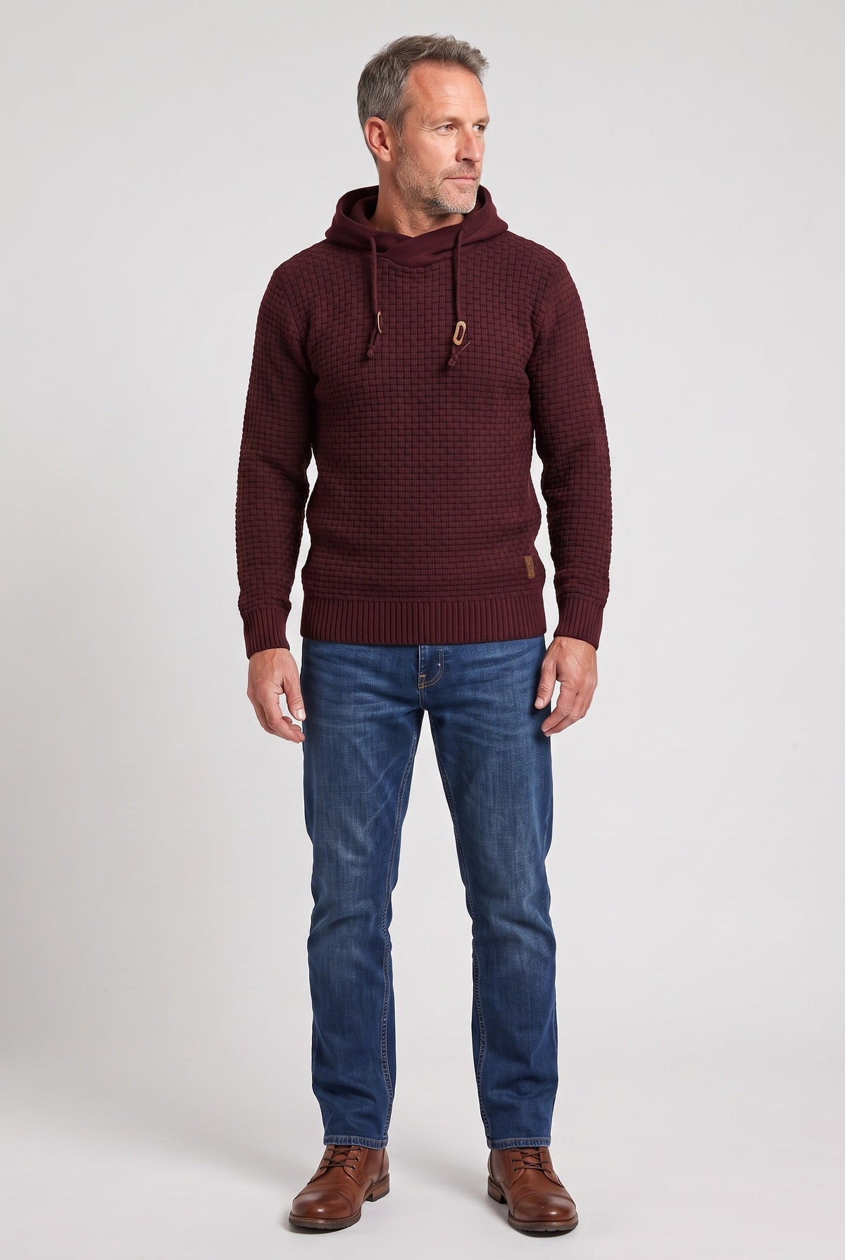 Men's Waffle Knit Pullover Hoodie