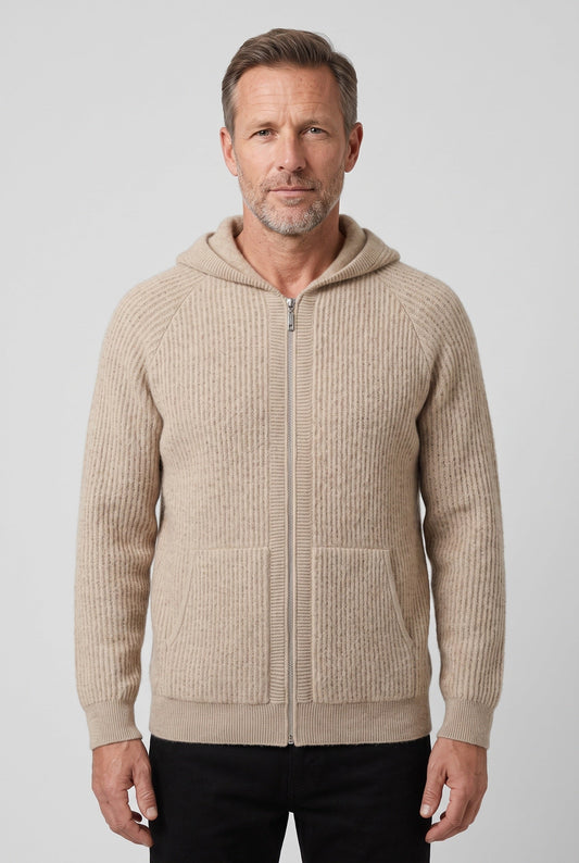 Men's Ribbed Knit Zip Hoodie
