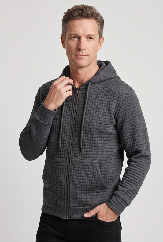 Men's Waffle Knit Zip Hoodie