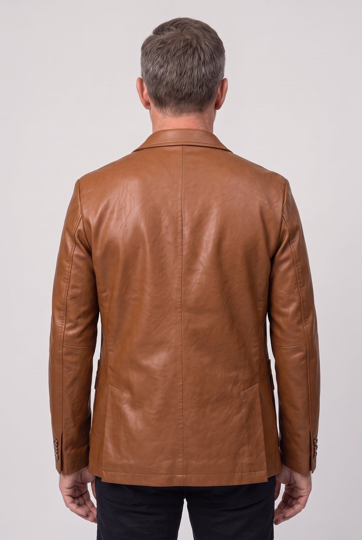 Men's Leather-Look Blazer Jacket