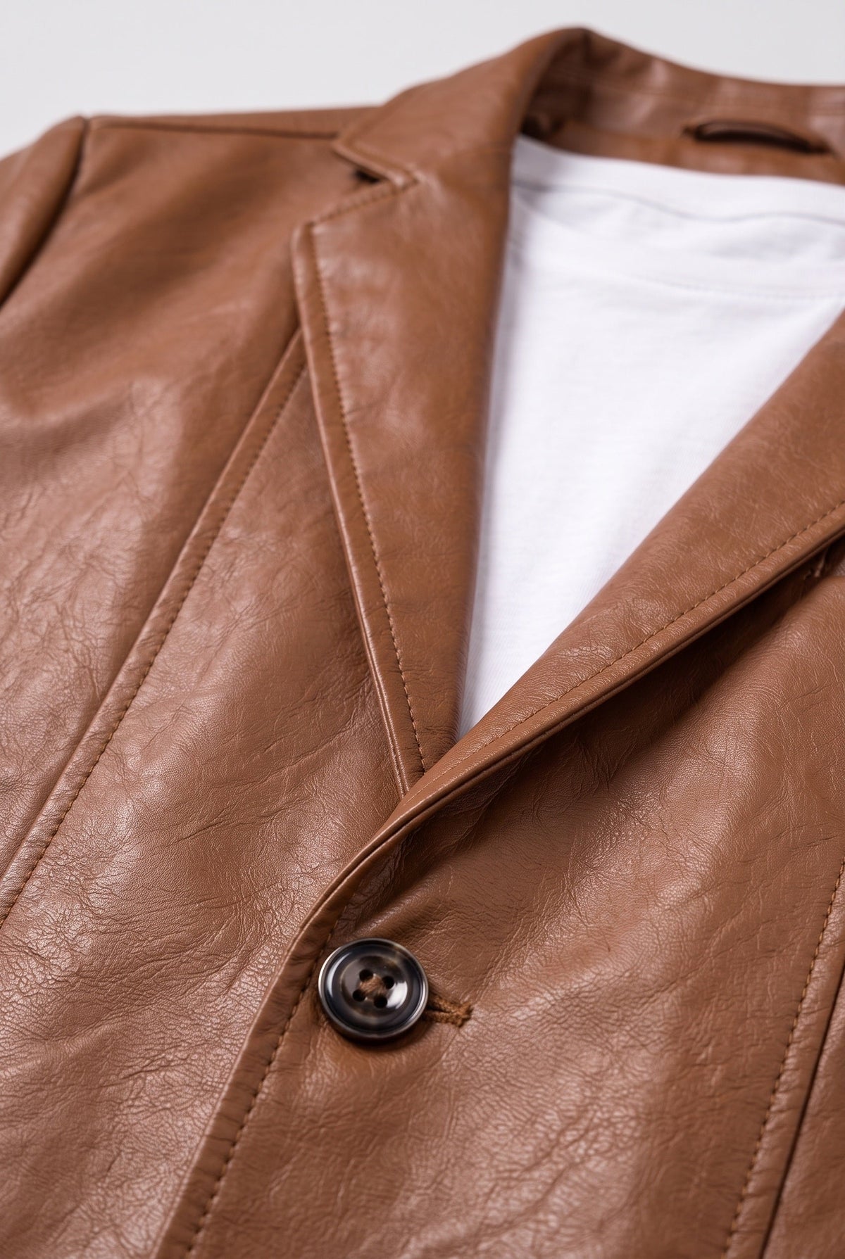 Men's Leather-Look Blazer Jacket
