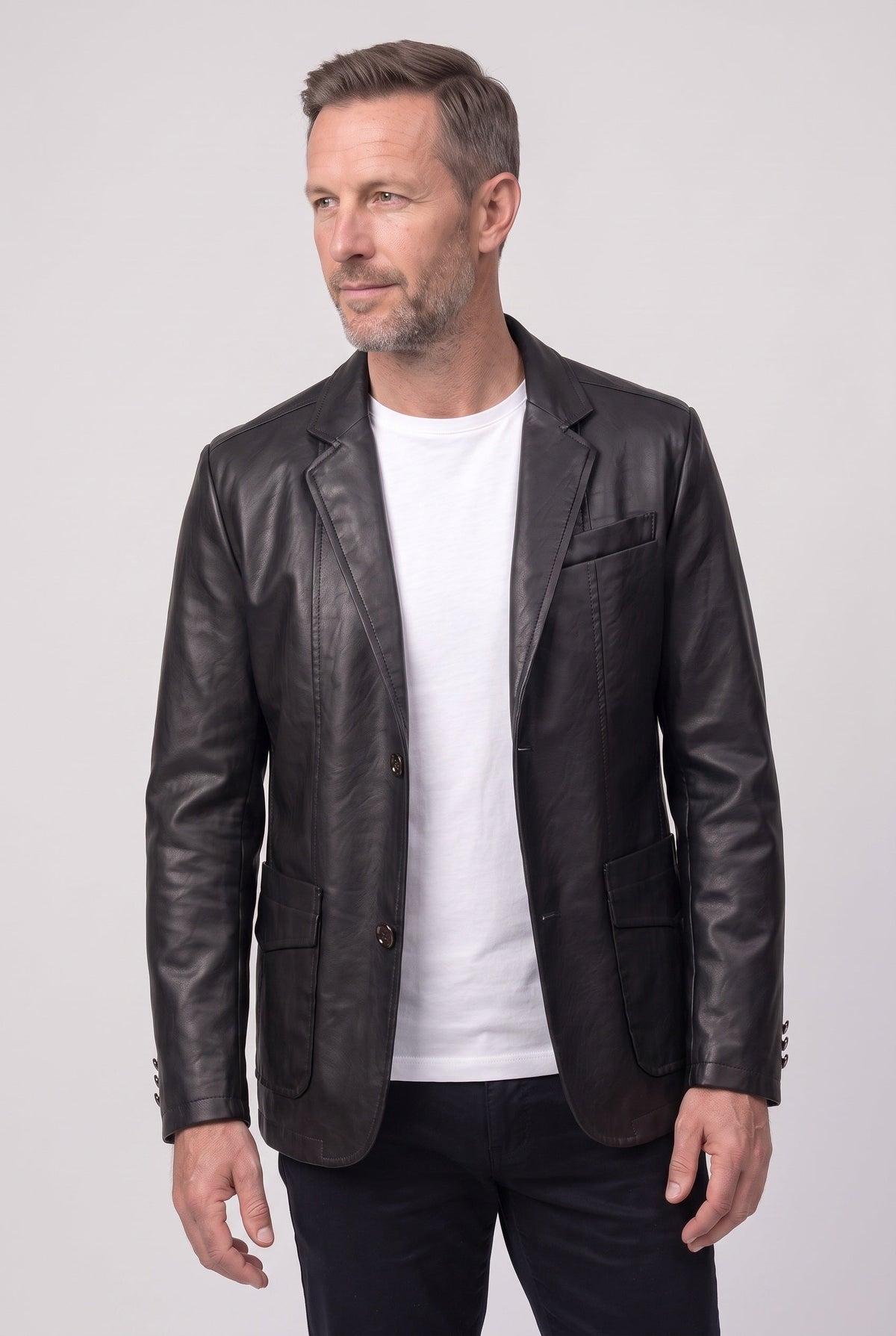 Men's Leather-Look Blazer Jacket