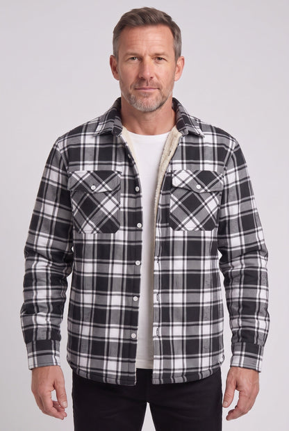 Men's Sherpa Lined Checked Overshirt