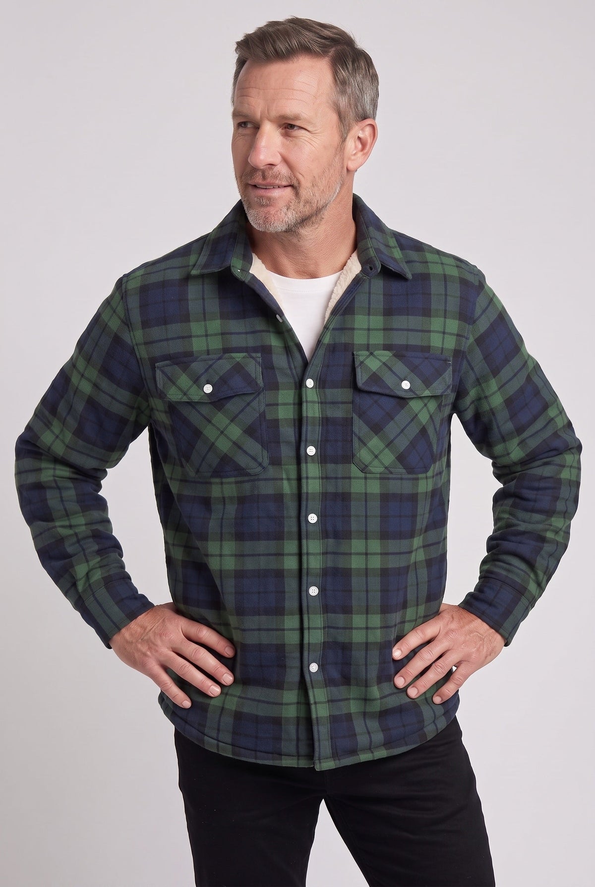 Men's Sherpa Lined Checked Overshirt