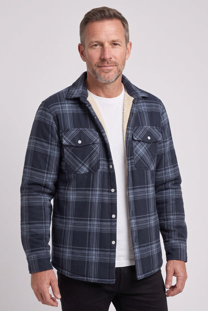 Men's Sherpa Lined Checked Overshirt